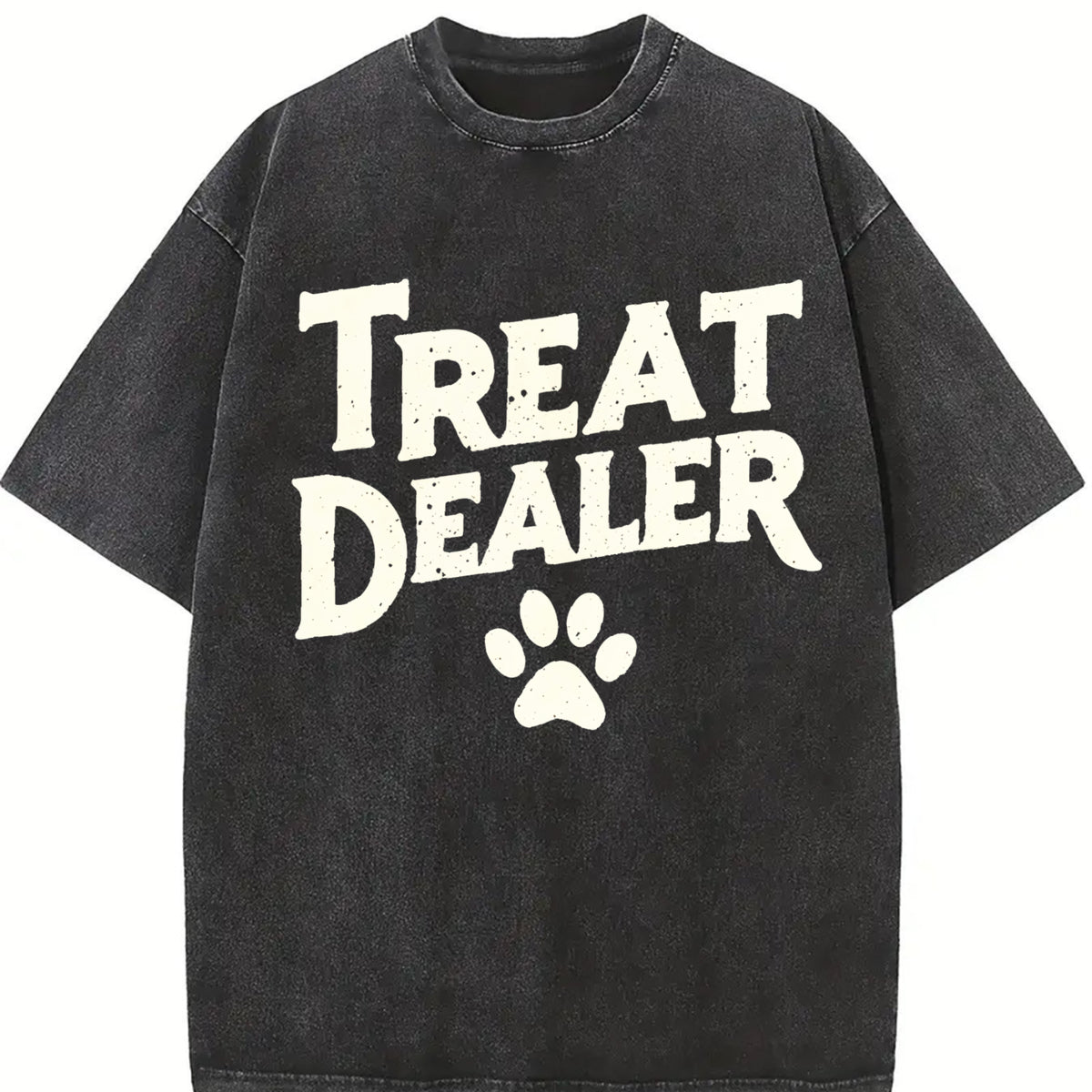 Treat Dealer – Dog Lover Dog Dad & Dog Mom Pet Parent Paw vintage washed oversized T-shirt in Black