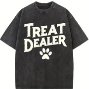 Treat Dealer – Dog Lover Dog Dad & Dog Mom Pet Parent Paw vintage washed oversized T-shirt in Black