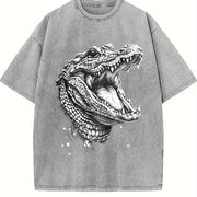 Crocodile 90s Retro ® Alligator Y2k Vintage Washed T-Shirt in Gray