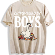 Silly Goose Boy Mom Vintage Washed T-Shirt in Beige