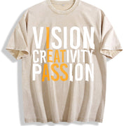 Vision Creativity Passion Smooth Basic vintage washed oversized T-shirt in Beige