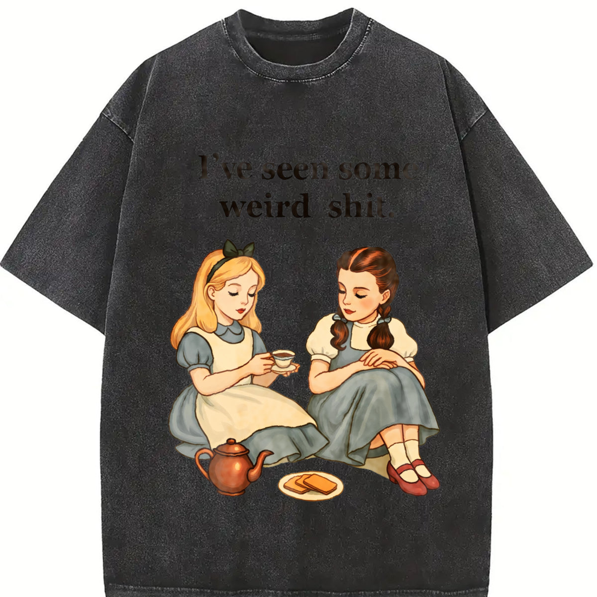 Weird Stuff Larger Vintage Washed T-Shirt in Black