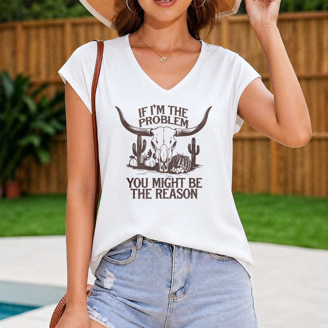 If I'm the Problem You Might Be the Reason Women's Color Cotton Tank Top in White