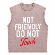 Not Friendly Do Not Touch Humor Black Essential Vintage Washed Tank Top in Brown