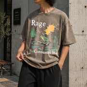 Rage Consumes Me Frog Vintage Washed T-Shirt in Brown