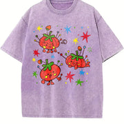 Cute Tomato Party Batik Brand Vintage Washed T-Shirt in Purple