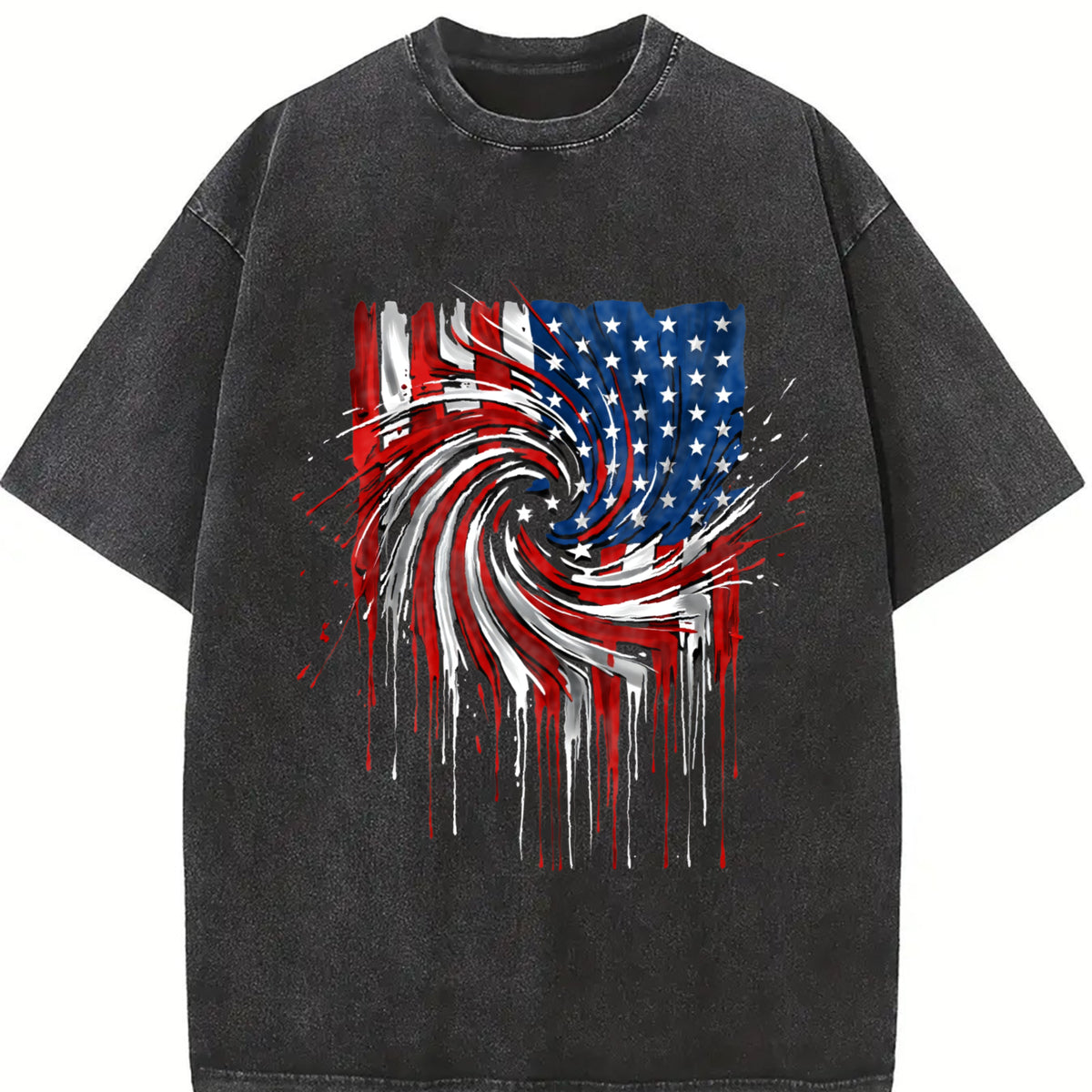 Effortless Chic Coastal Granddaughter Sun-faded American Vintage Washed T-Shirt in Black