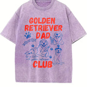 Golden Retriever Dad Club Vintage Washed T-Shirt in Purple