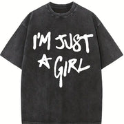 I'm Just Vintage Washed T-Shirt in Black