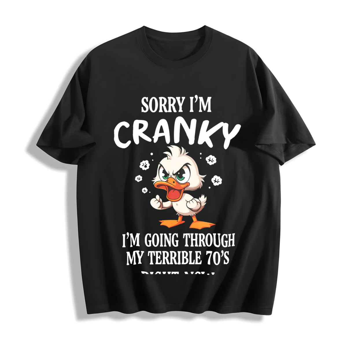 Easter 70s Duck Couple Shop Cotton T-Shirt in Black