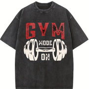 Gym Mode On Vintage Washed T-Shirt in Black
