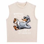 Duck Quote Vintage Washed Tank Top in Beige
