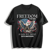 America 1776 USA 250th Anniversary Cotton T-Shirt in Black