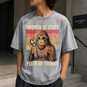 Fathers Day Bigfoot Vintage Washed T-Shirt in Gray