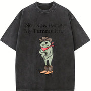 Not Now Partner My Tummy Hurts Vintage Washed T-Shirt in Black