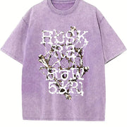 Rush Racing Typography Vintage Washed T-Shirt in Purple
