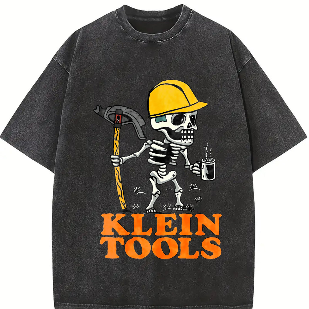 Klein Tools Skeleton Worker Vintage Washed T-Shirt in Black