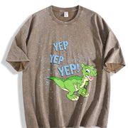 Yep Yep Yep Ducky Dinosaur vintage washed oversized T-shirt in Brown