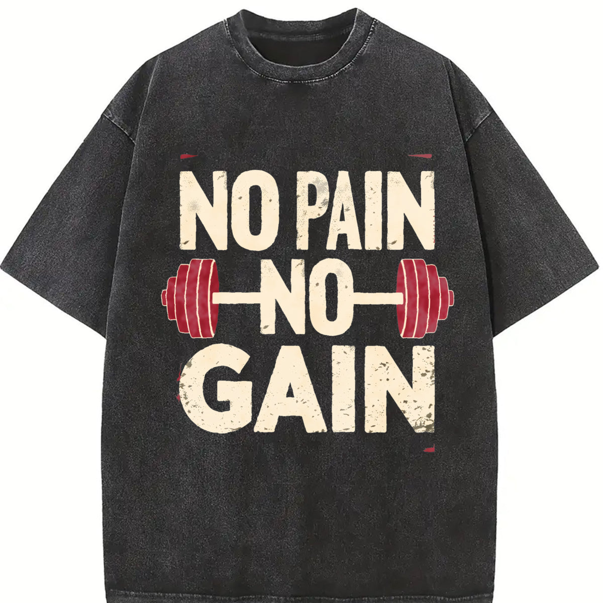 No Pain No Gain Vintage Washed T-Shirt in Black