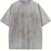 Redeemed Galatians 2:20 Cross Vintage Washed T-Shirt in Gray
