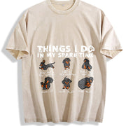 Dachshund Doxie Vintage Washed T-Shirt in Beige