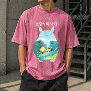 Ghibli Totoro Spirited Away Vintage Washed T-Shirt in Red