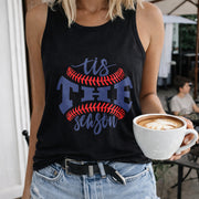 Tis the Season Baseball Crew-neck Sleeveless Vest Outdoor Women's Color Cotton Tank Top in Black