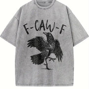 F-Caw-F Raven vintage washed oversized T-shirt in Gray
