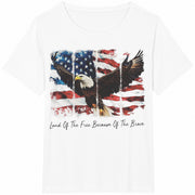 America Land of the Free Because of the Brave Cotton T-Shirt in White
