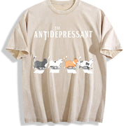 Antidepressant 8855 Vintage Washed T-Shirt in Beige