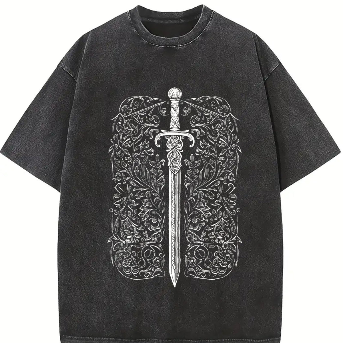 Celestial Sword Tarot vintage washed oversized T-shirt in Black