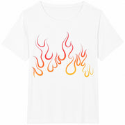 Flame Pattern Cotton T-Shirt in White