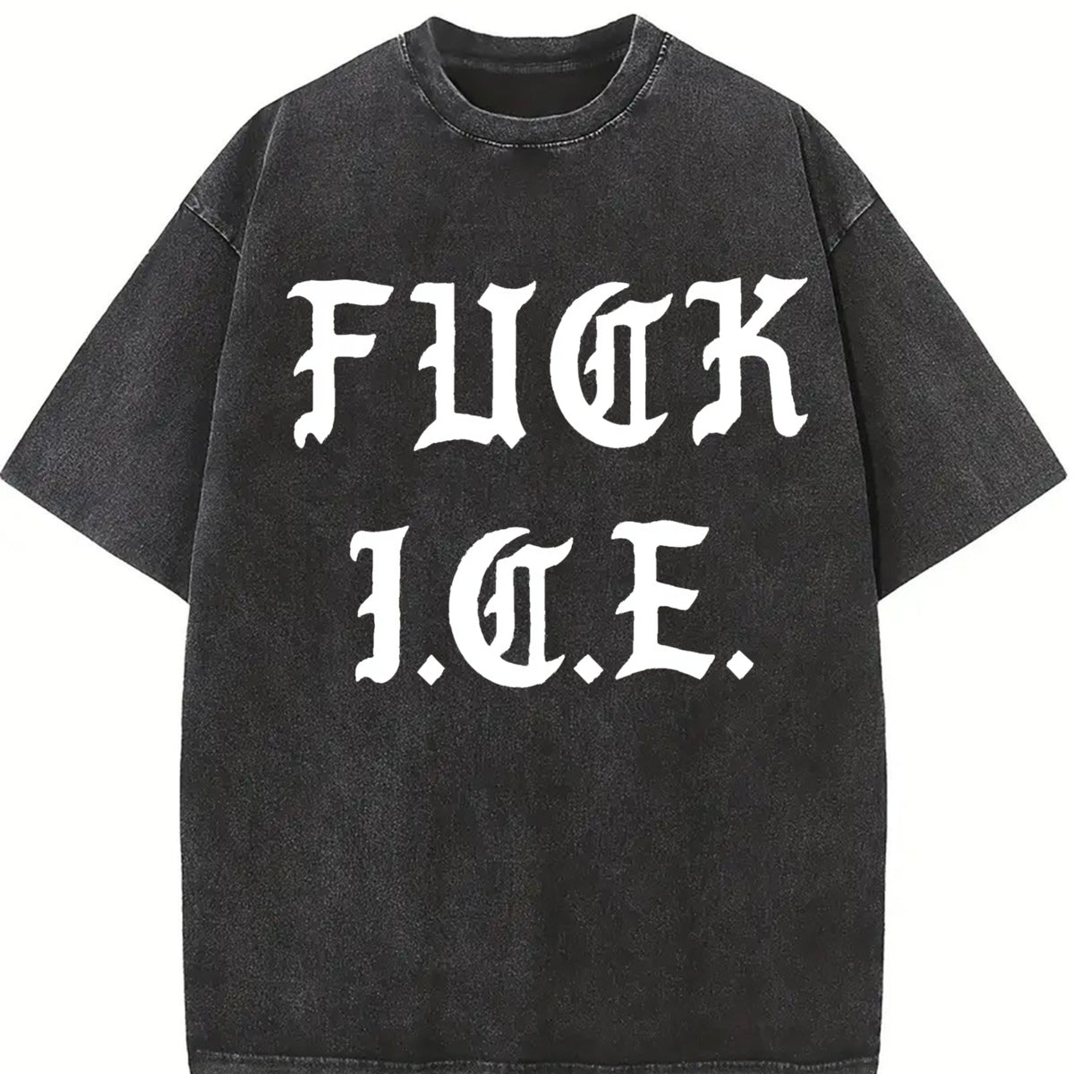 Old English Political Pro Immigration vintage washed oversized T-shirt in Black