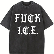 Old English Political Pro Immigration vintage washed oversized T-shirt in Black