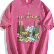 Yellowstone National Park Vintage Washed T-Shirt in Red