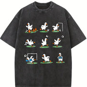 Goose Soccer Player Sport Mom Vintage Washed T-Shirt in Black