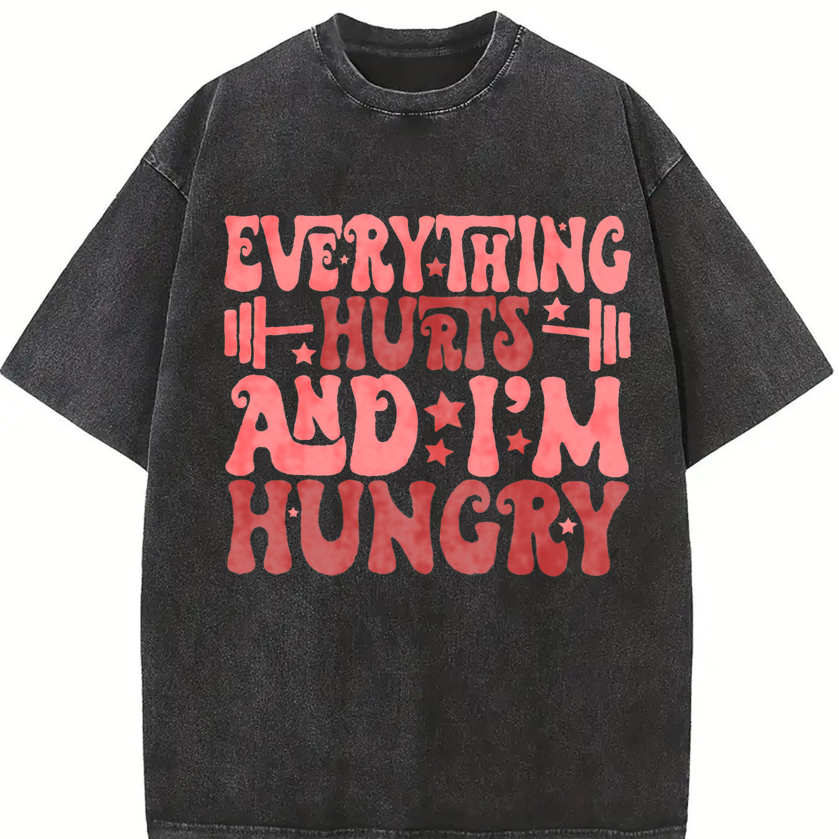 Everything Hurts And I'm Hungry Workout Gym Club vintage washed oversized T-shirt in Black