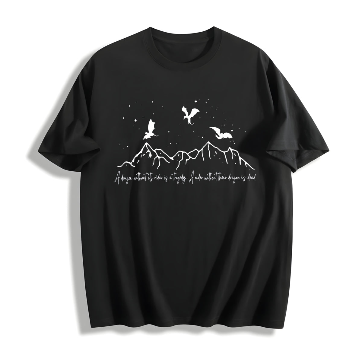 A Dragon Without Its Rider Is a Tragedy Cotton T-Shirt in Black