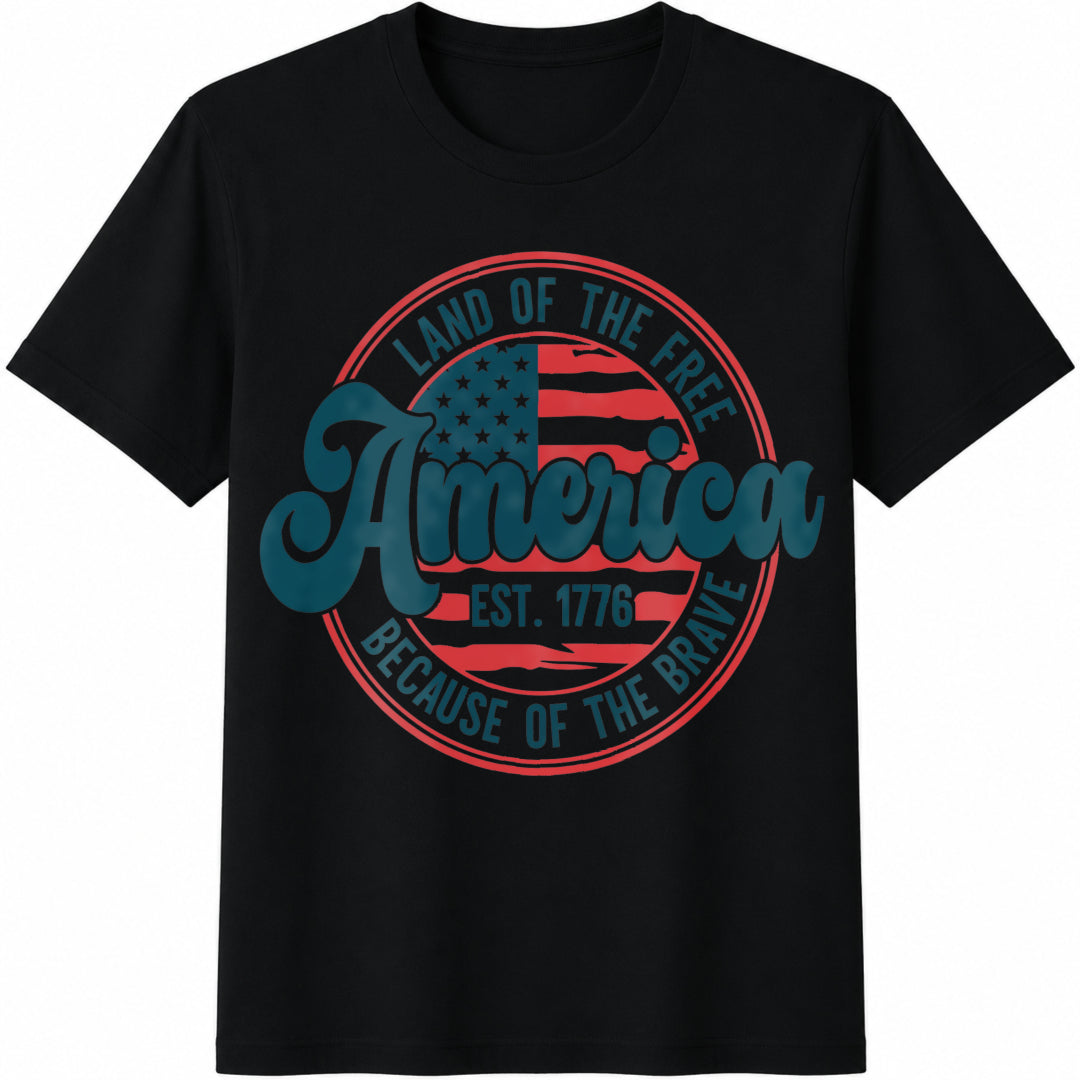 America Land of Free Cotton T-Shirt in Black