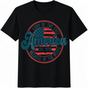 America Land of Free Cotton T-Shirt in Black