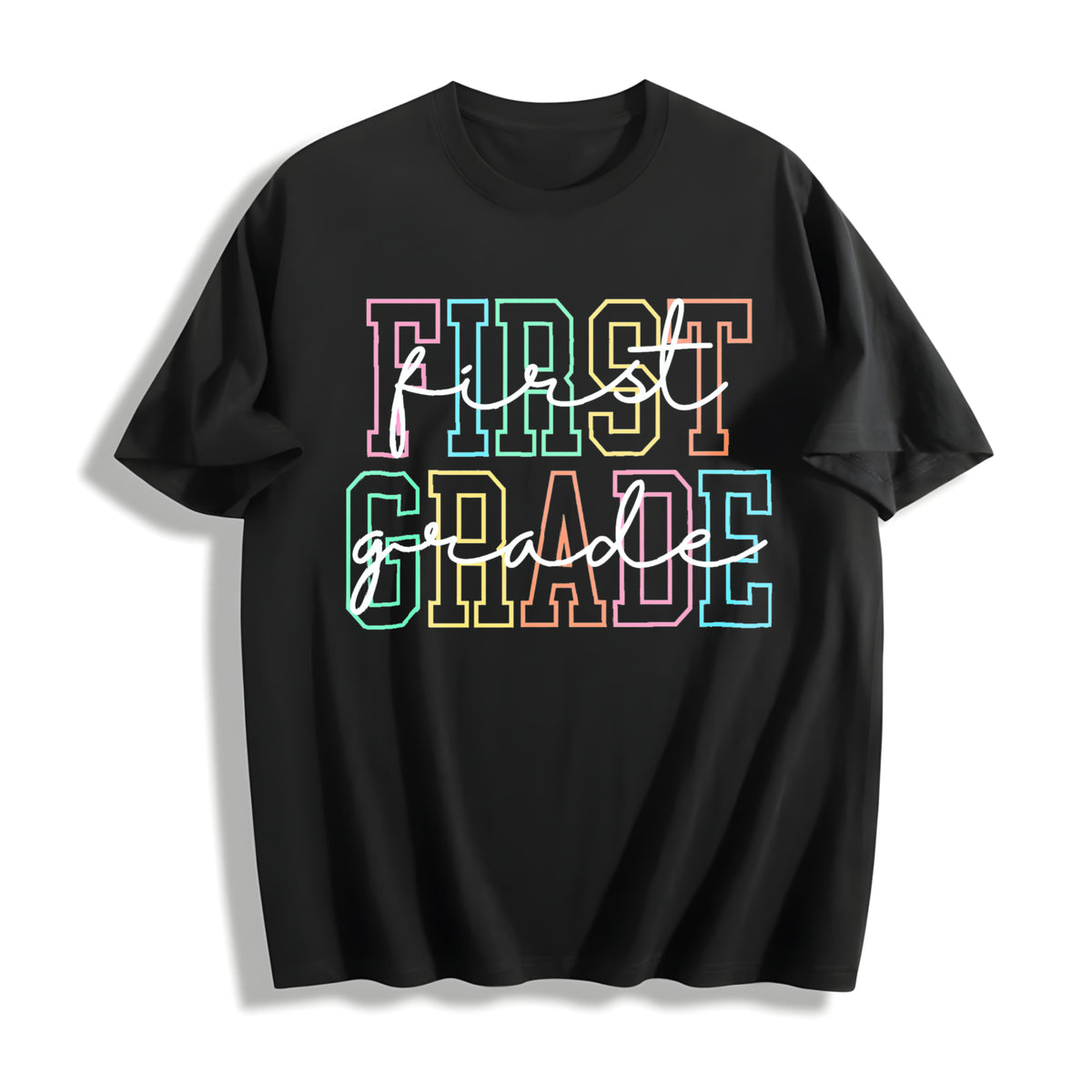 First Grade Teacher Cotton T-Shirt in Black