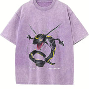 Rayquaza Anime Manga anime lover outfits vintage washed oversized T-shirt in Purple
