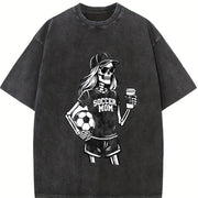 Soccer Mom Skeleton Vintage Washed T-Shirt in Black