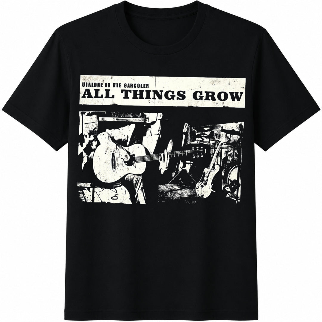 All Things Grow Band Cotton T-Shirt in Black