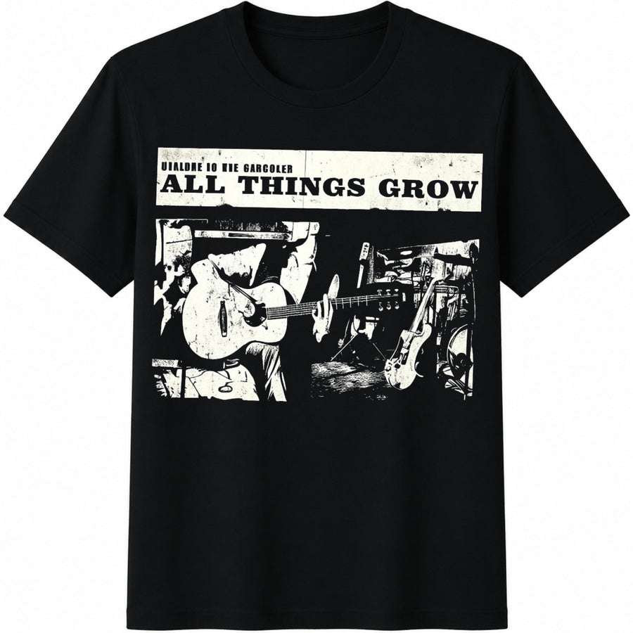 All Things Grow Band Cotton T-Shirt in Black