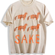 Four Fox Sake Vintage Washed T-Shirt in Beige