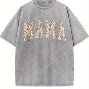 Floral Mama Mothers Day Vintage Washed T-Shirt in Gray