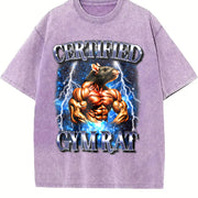 Certified Gym Rat 90s Vintage Washed T-Shirt in Purple