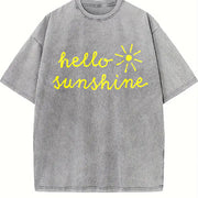 Hello Sunshine Sarcastic Novelty for Ladies Cute Ladies Vintage Washed T-Shirt in Gray