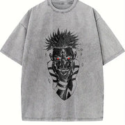 Ryomen Sukuna Know Your Place Fool Jujutsu Kaisen Heavy vintage washed oversized T-shirt in Gray